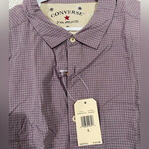 Converse x John Varvatos Checkered Grey and Purple Men's Button-Down Shirt